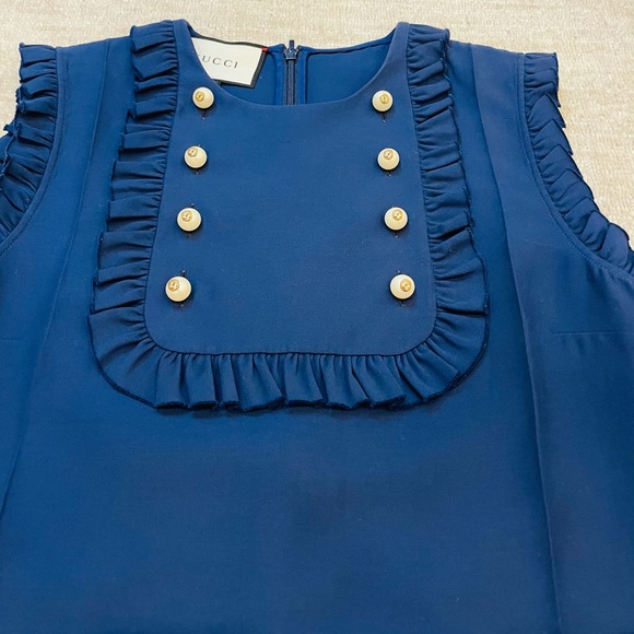 Gucci Ruffle Shift Dress with Pearl Buttons - Picture 12 of 12